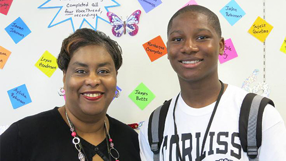 Celeste Davis-Carr has asked her English classes to participate in StoryCorpsU since 2012. She says it’s helped her see students differently. Photo: Courtesy of StoryCorps