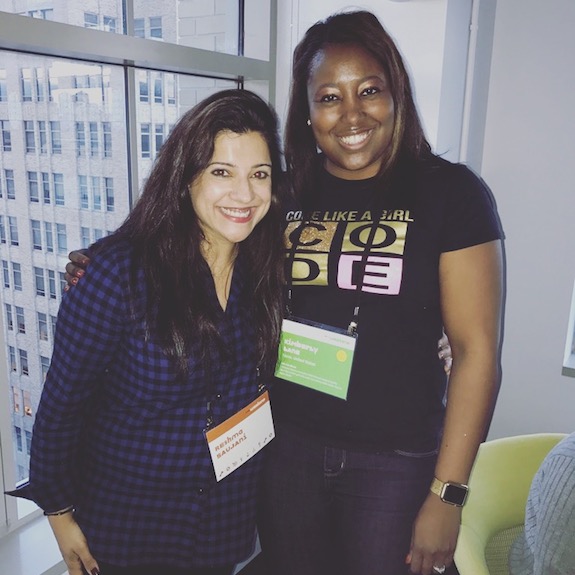 Girls Who Code founder Reshma Saujani (left) and TED-Ed Innovative Educator Kimberly Lane Clark (right).