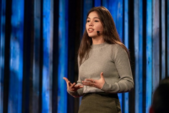 Xiye Bastida speaks at TED-Ed Weekend. Photo: Ryan Lash / TED