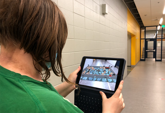 Student testing out their AR creation