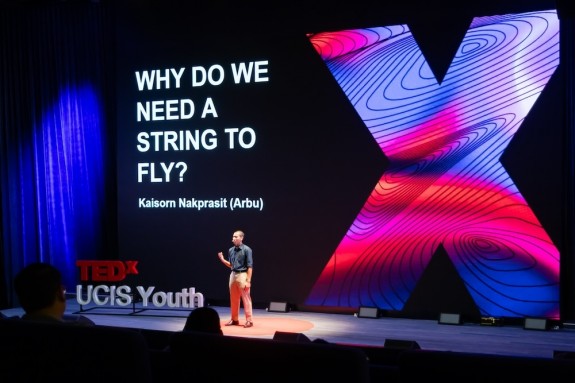 Student giving their talk at TEDxUCIS Youth event